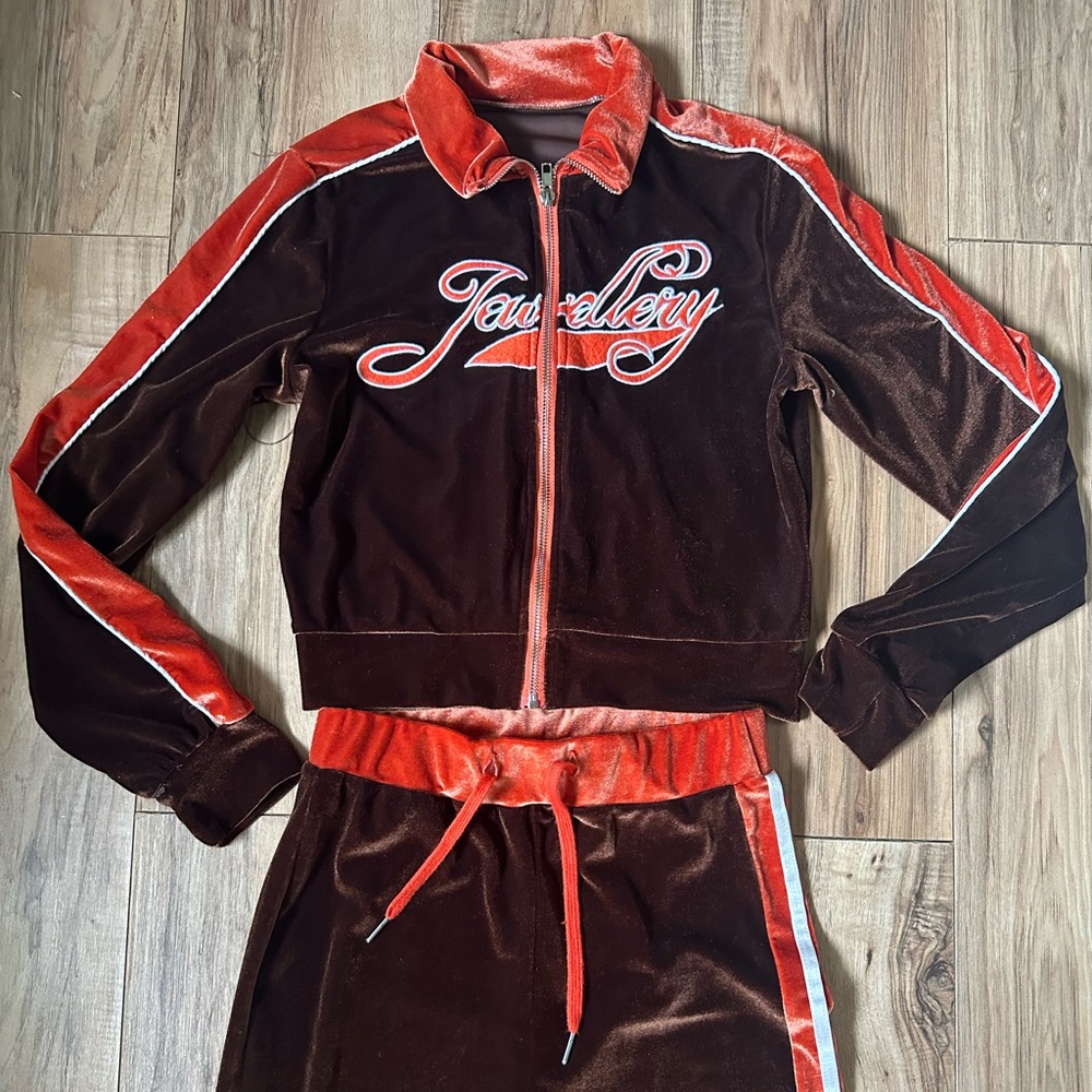 Fashion Nova Chocolate and Scarlet Velour Set